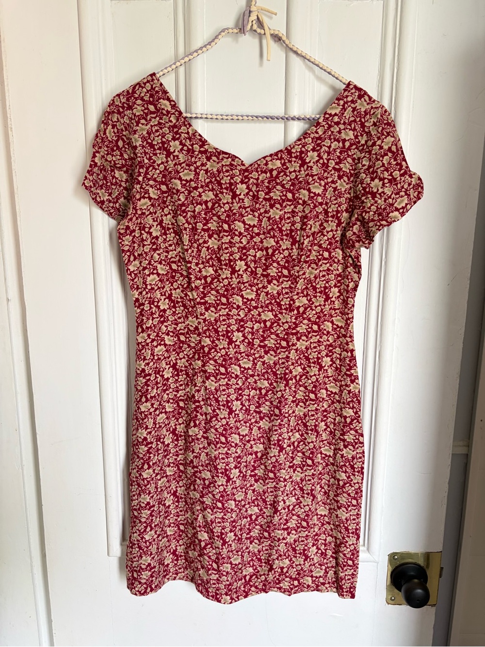 Vintage Red Floral Short Sleeve Women's Dress